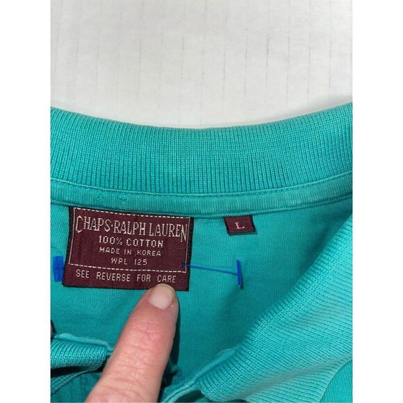 Vintage Chaps Ralph Lauren Polo Shirt 80s Mens Large L Horse Polo Mallet Logo A2 - Picture 3 of 7